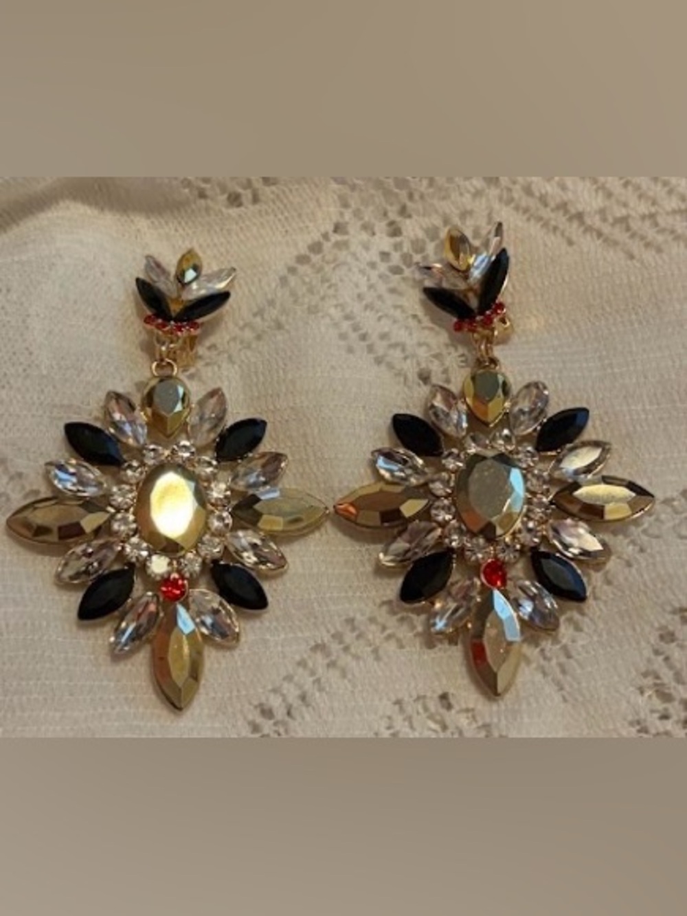 ✨Disney Villain Clip-On Earrings - Black Gold Gothic Rhinestone Evil Queen - Picture 11 of 15